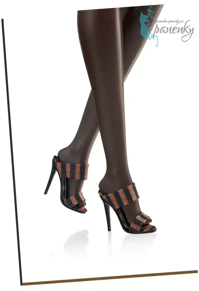 Hnědo-černé pantoflíčky pro panenky Fashion Royalty